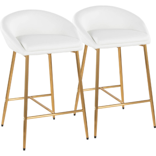 Matisse 26" Counter Stool with Gold Frame & White Leatherette (Set of 2)